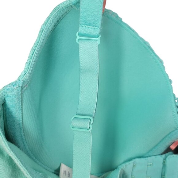 Cacique Cotton T-Shirt Bra Green 38D Lace Overlay Underwire Adj Light Padding - Picture 8 of 10